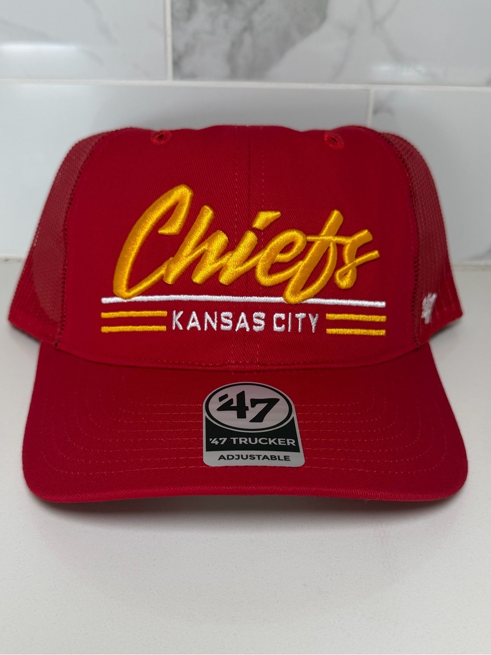 Kansas City Chiefs 47 Brand Trucker Hat Cap Red & Gold Adult Adjustable OSFA NWT